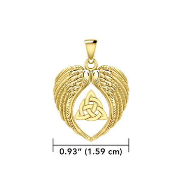 Feel the Tranquil in Angels Wings Solid Gold Pendant with Triquetra GPD5457 - Jewelry
